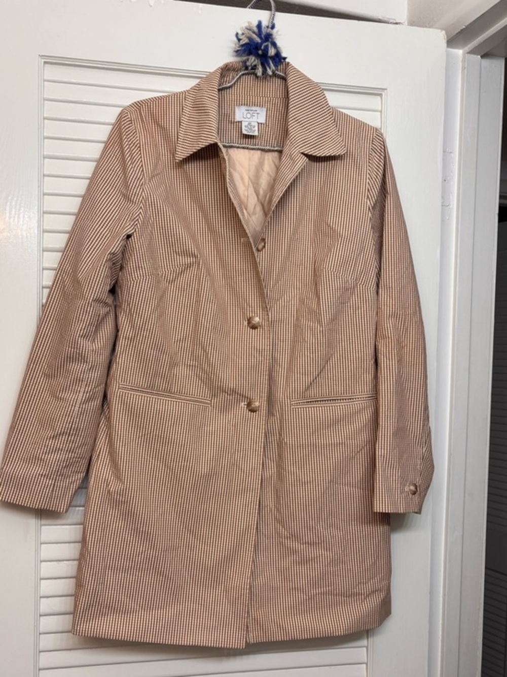 Ann Taylor LOFT Gingham Light Trench Coat Jacket